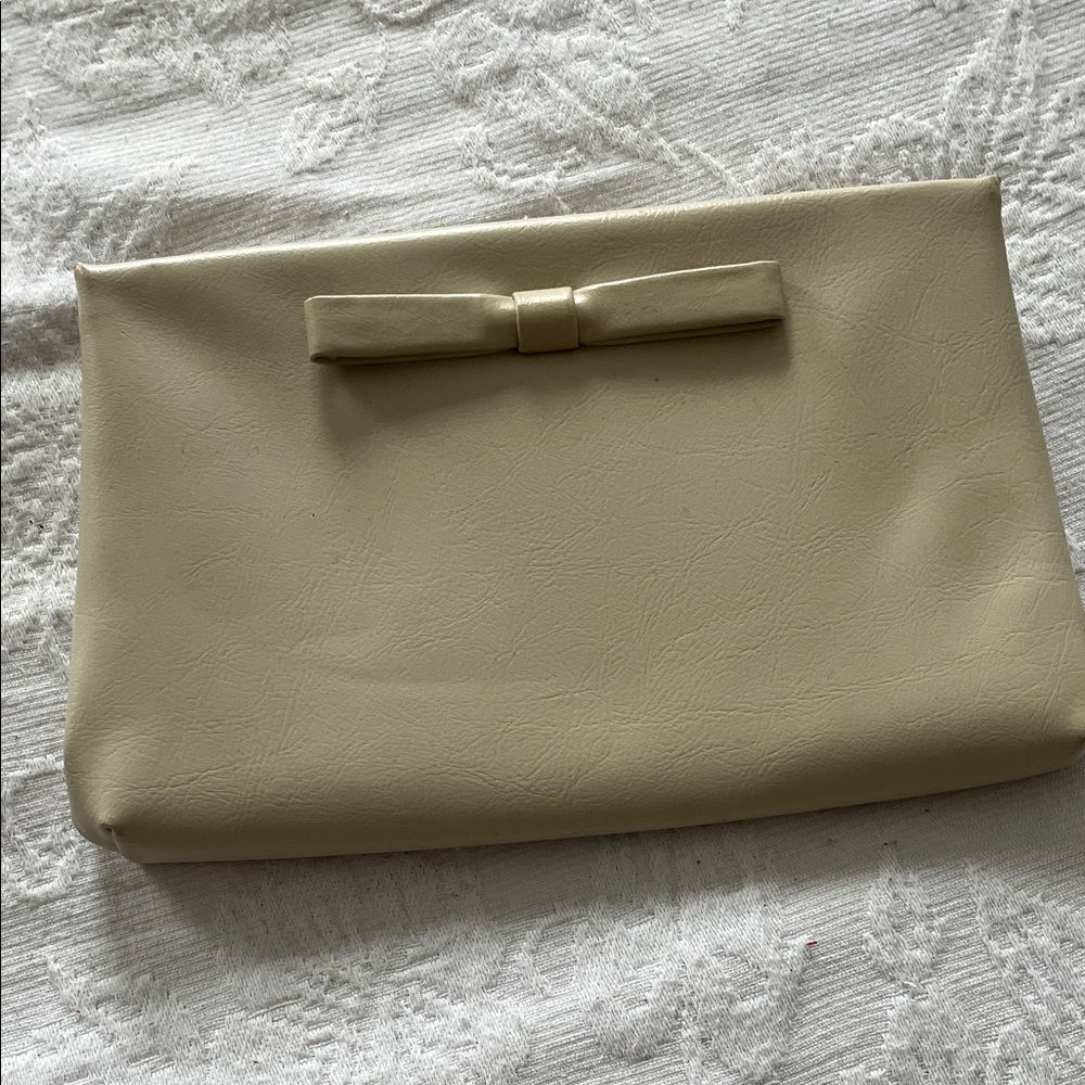 Chic Beige Clutch with Bow Detail